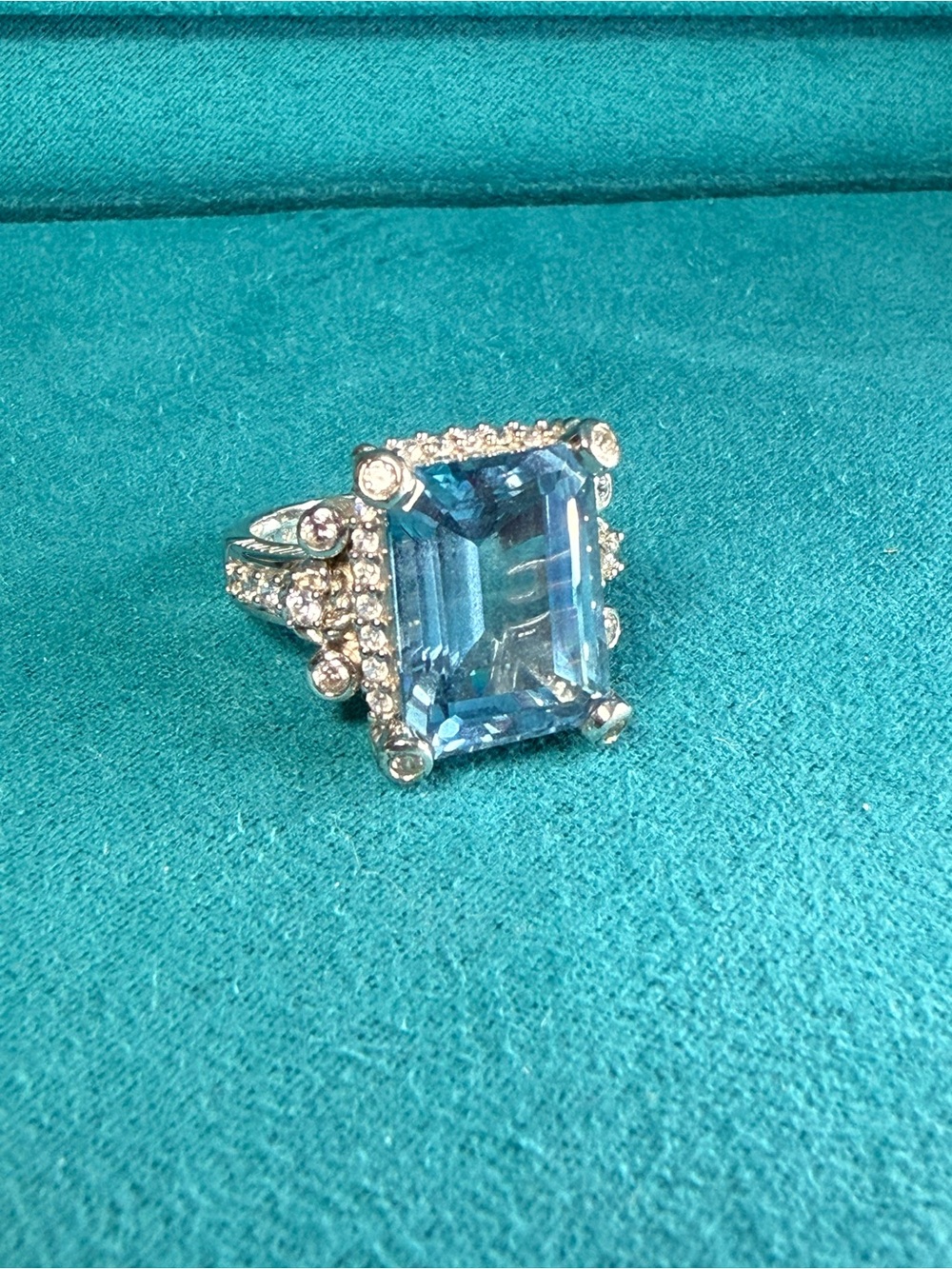 Judith Ripka Sterling Silver Blue Topaz & CZ Ring - Picture 7 of 13